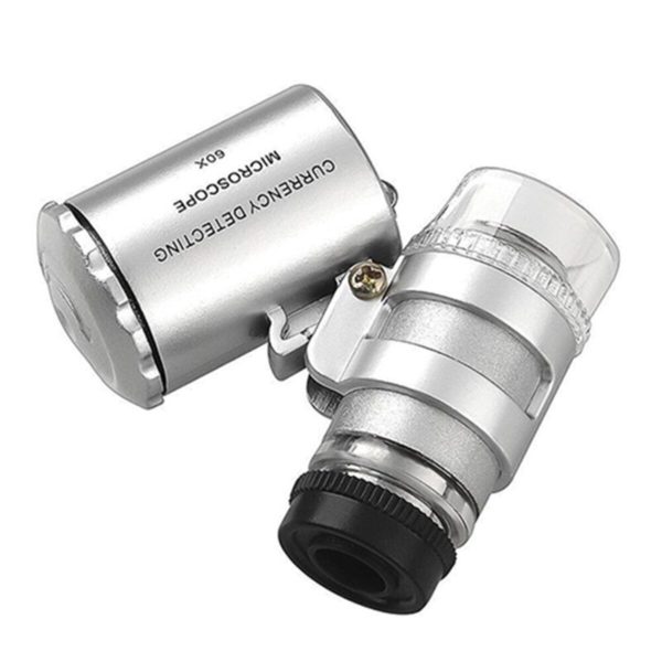 60x Portatif Mikroskop Led Uv Işık Kuyumcu Mini Cep Büyüteç