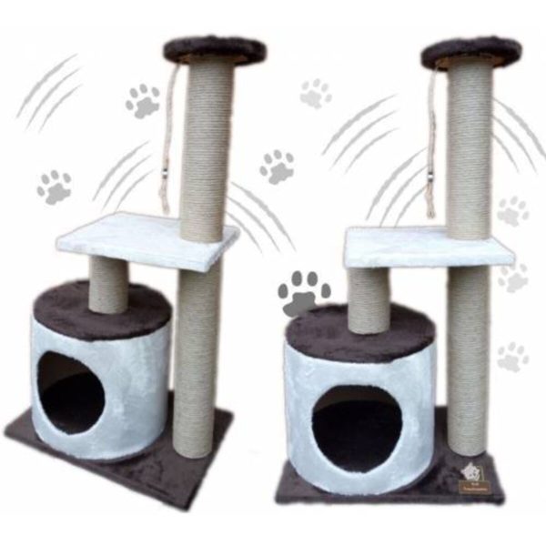 Silindir Kedi Evi Ve Kedi Tırmalama Alanı Kahverengi