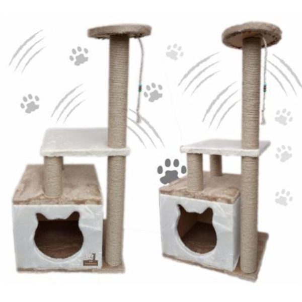 Bej Küp Kedi Evi ve Kedi Tırmalama Alanı