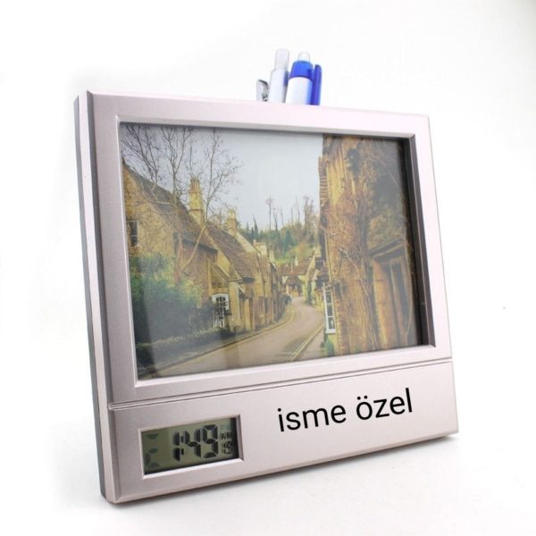 Kalemlik Dijital Saat Resim Çercevesi Masa Saati