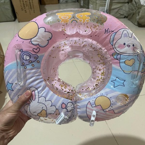 Oval Bebek Yüzme Simidi Bebek Boyun Simidi Pembe
