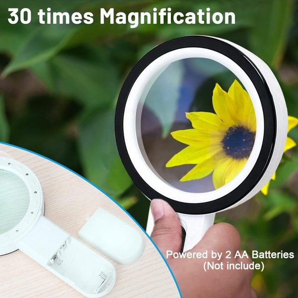 Kaliteli ışıklı büyüteç eltipi büyüteç kitap okuma büyüteci 30x 95mm Çift Hd Optik Cam Lens