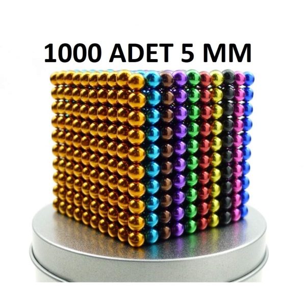 Büyük Sevenler 1000 Adet Manyetik Oyuncak Bilye Neocube Mıknatıs 5mm Metal Kutuda Sitres Bilye