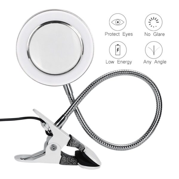 Mandallı masa üstü büyüteç çalışma lambası makyaj büyüteci oje büyüteci kitap okuma lambası 90mm