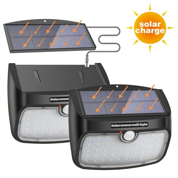 Güneş enerjili hareket sensörlü duvar lambası 48 ledli uzatma kablolu panel