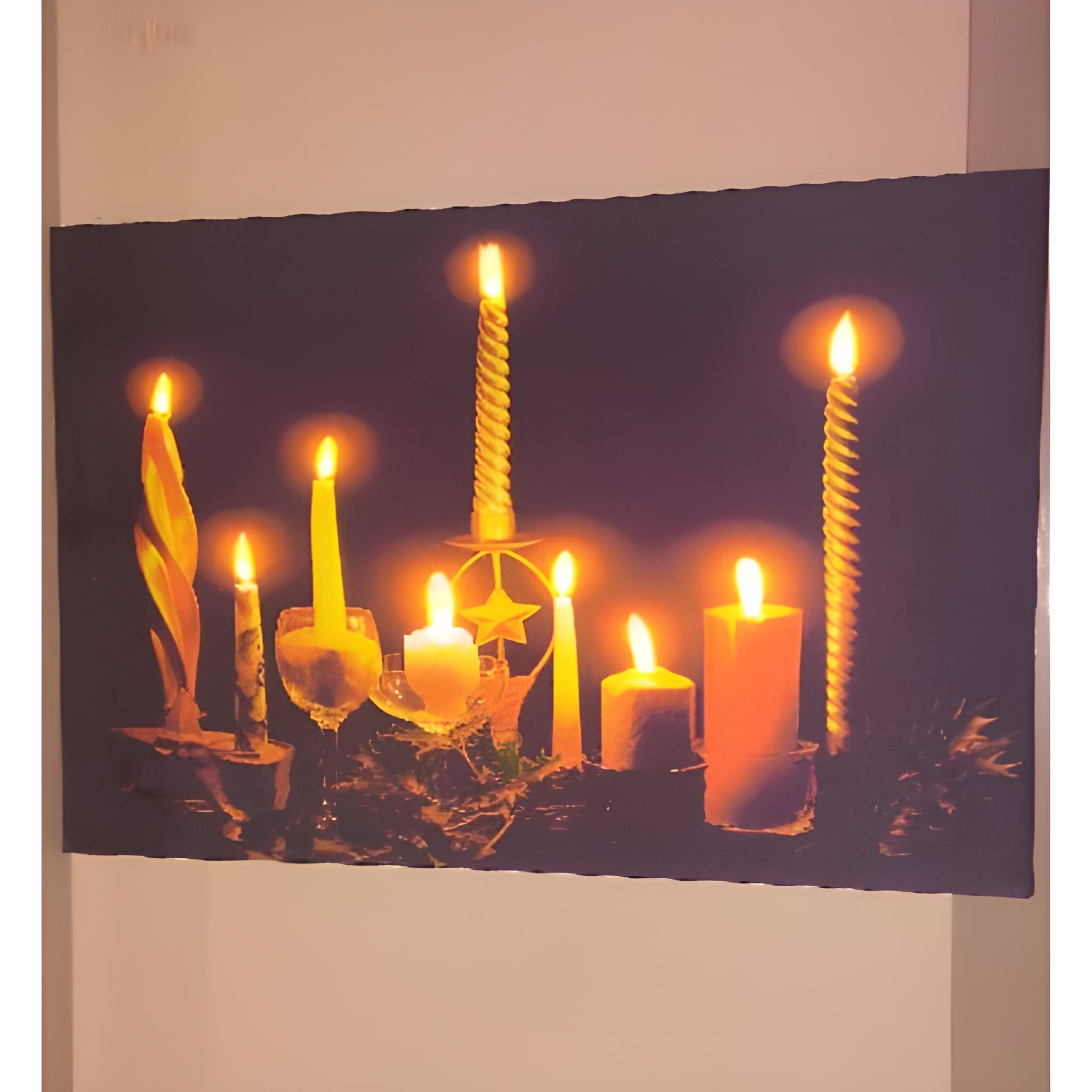LED IŞIKLI KANVAS MUM TABLOLAR 30*30 cm