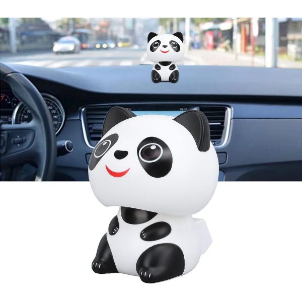 Güneş enerjili panda mini sevimli panda araba süsü kafasını sallayan
