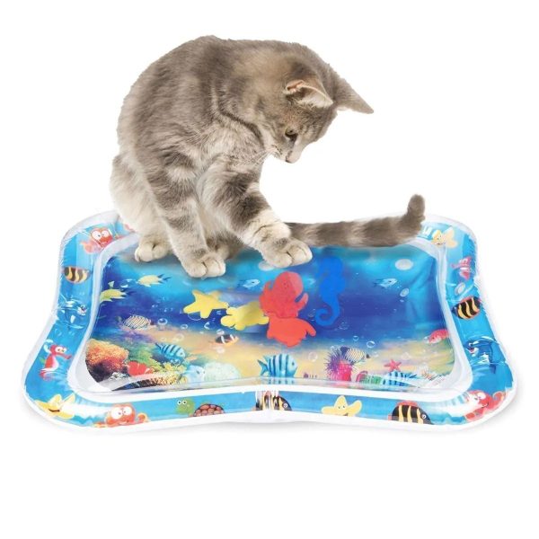 Mavi Kedi Su Oyun Matı, Kedi Su Matı, Duyusal, Serinletici Mat 66 Cm