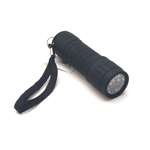 9 Led Li Pilli Şık Siyah El Feneri Fener (9.7 Cm X 2.9 Cm) (pilleri Hediye Olarak Verilecektir!!!)