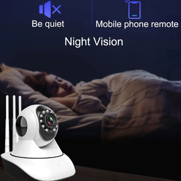 Kablosuz Wifi Bebek Izleme Kamerası 3 Antenli Gece Görüşlü Güvenlik Ip Kamera Harekete Duyarlı