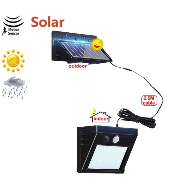 Güneş enerjili bahçe lambası duvar lambası ayrılabilir panelli 30 ledli