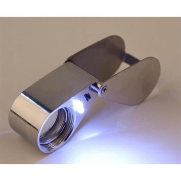 40x Kat Büyütebilen Çelik Gövdeli Büyüteç Mor Beyaz Led Işıklı