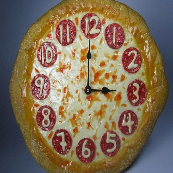 Pizza duvar saati hediyelik saat pizza şeklinde hediyelik duvar saati dekoratif