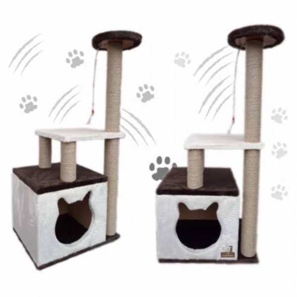 Kahverengi Küp Kedi Evi ve Kedi Tırmalama Alanı