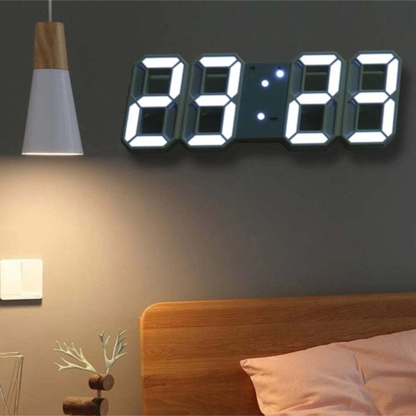 3d Dijital Duvar Saati Işıklı Masa Saati Adaptörlü