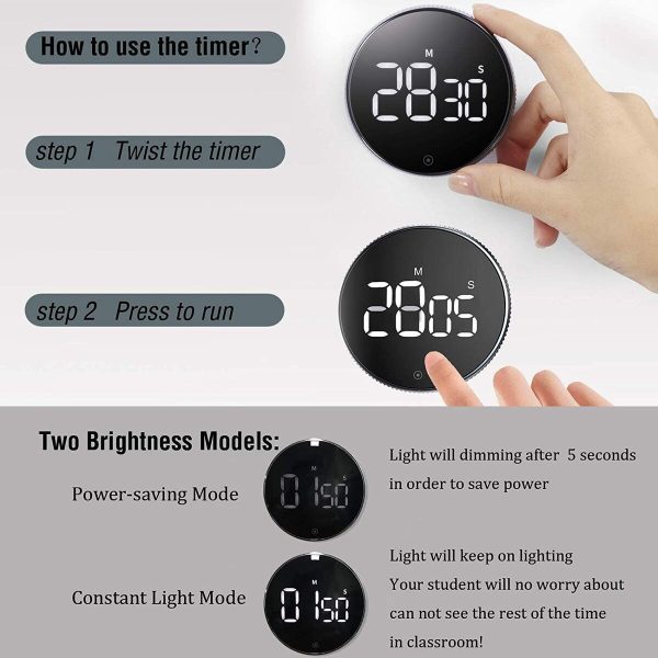 Şarjlı led ışıklı zamanlayıcı geri sayım saati dijital timer yemek pişirme zaman ayarlama saati