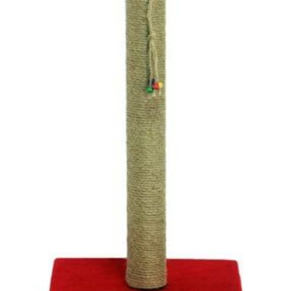 Large 80cm Ahşap Yuvarlak Direk Kedi Tırmalama Kırmızı