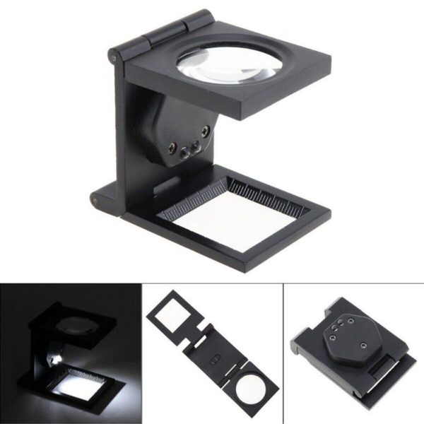 Led Işıklı Lup Mercek Metal Katlanır Ölçekli Kılıflı Büyüteç