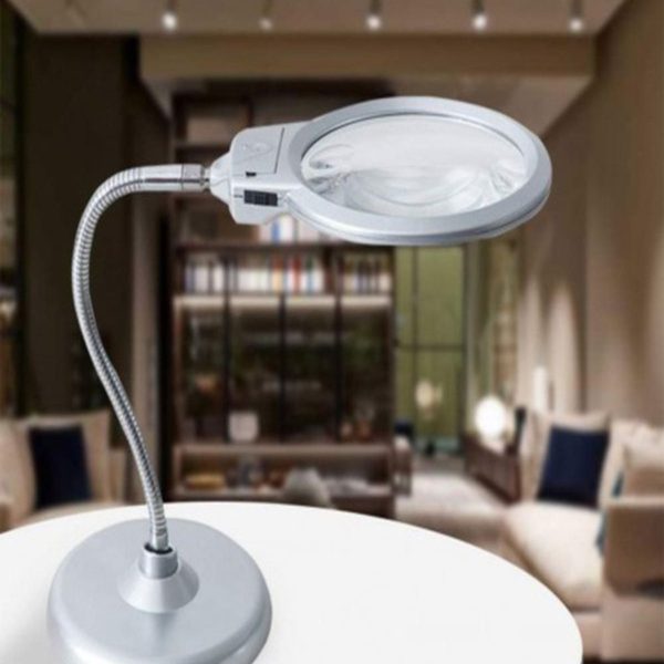 Masa Üstü Işıklı Büyüteç Çalışma Lambası Metal Tabanlı 130mm